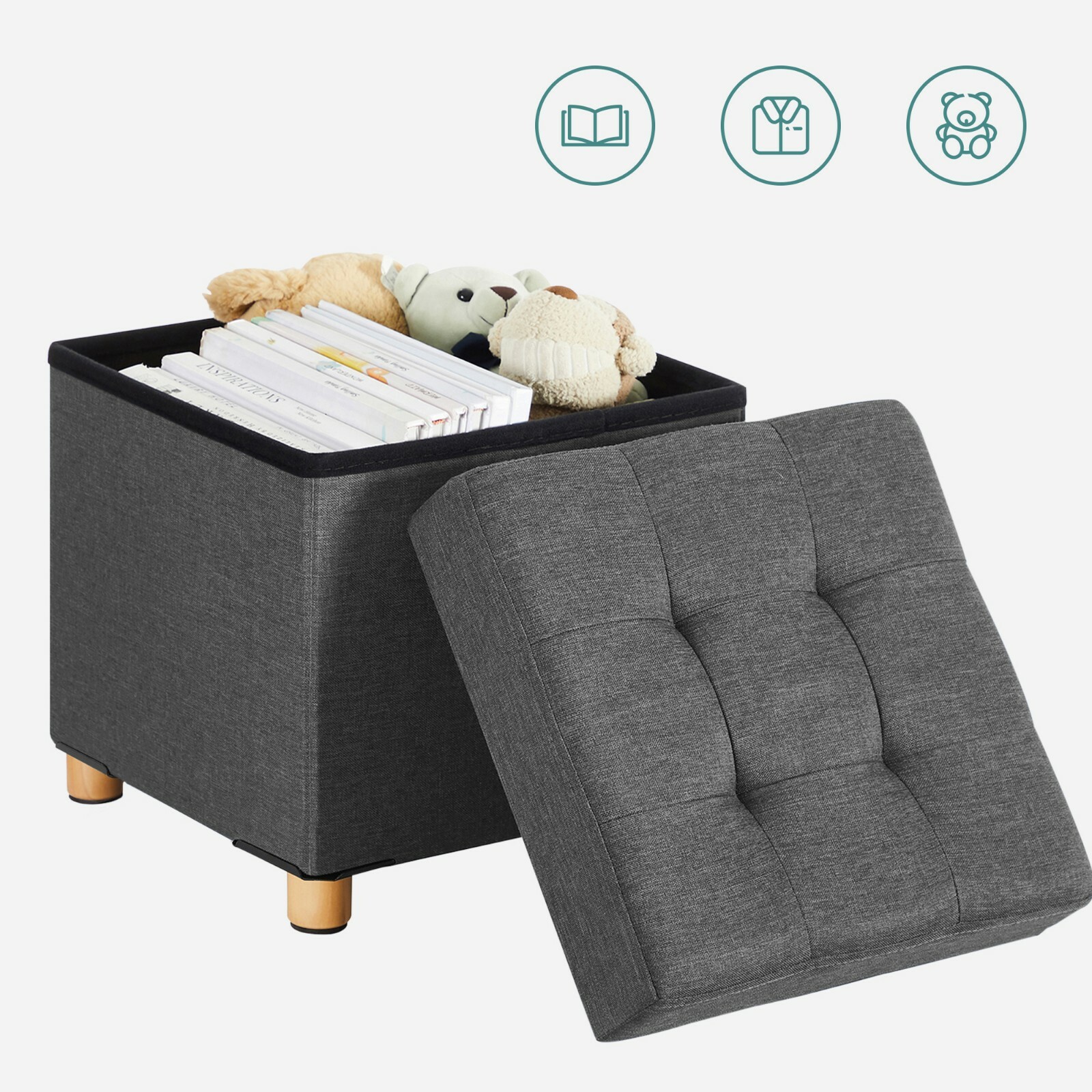 Bonlife Sitzhocker Mit Stauraum – Faltbare Sitzbank & Aufbewahrungsbox Im Retro-Design, 76 X 38 X 38 Cm, Farbig