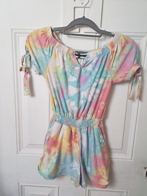 Derek Heart Sz Small Tye Dyed Shorts Jumpsuit Keyhole Sleeve