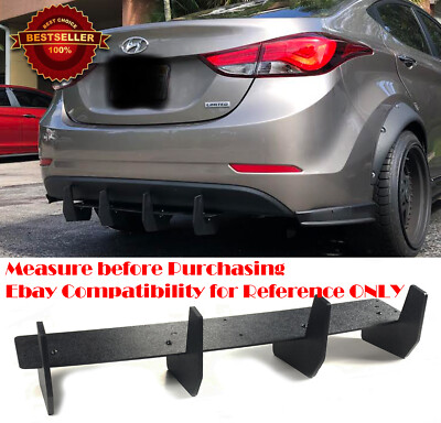 Black Rear Bumper Mount 4 Shark Fin Splitter Diffuser Winglet Valence For VW