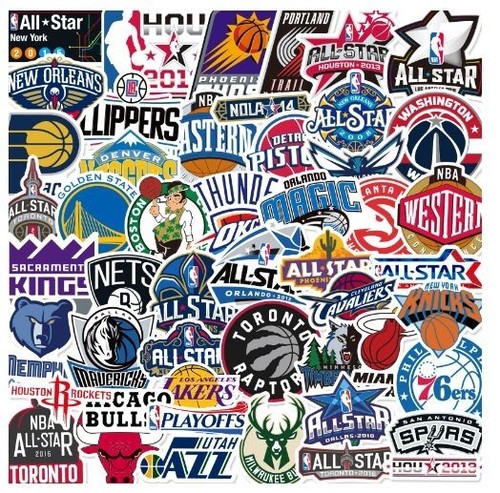 50 x NBA Basketball Stickers USA Sport Badge Vinyl Tablet Mug Garage ...