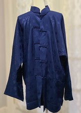 Mandarin Collar Pattern Brocade Chinese Jacket xxxl royal blue