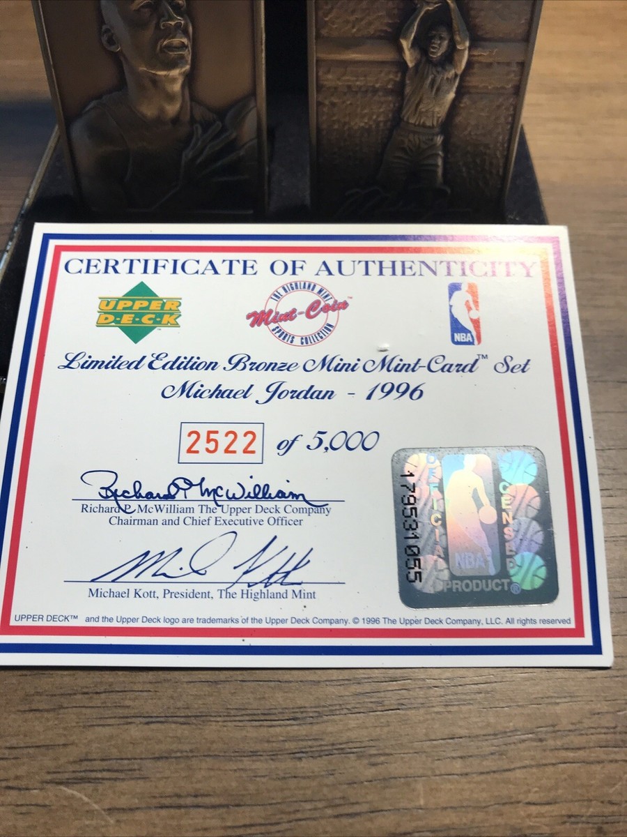 1996 Michael Jordan Bronze Mini Card Set W/ COA Highland Mint | eBay