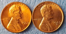 1959 P&D Brilliant Uncirculated Lincoln Cents (2 coins) Ships Free. BU condition
