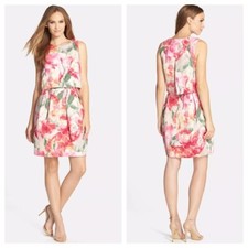 NEW Eliza J Pink Floral Popover Sleeveless Sheath Spring Dress 8 M $168 Gorgeous
