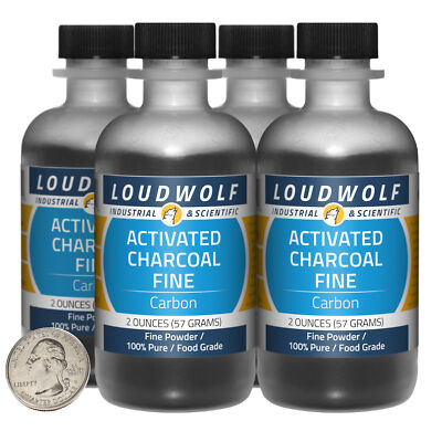 Activated Charcoal / 8 Ounces / 4 Bottles / 100% Pure Food Grade / Fine Powder