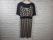 Lane Bryant Women's 22/24 Plus Size Black Geometric Sheath Dress V-Neck Belted