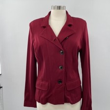 CAbi Womens Outing Blazer Rhubarb Red Button Front Jacket Size 8