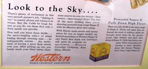Rare Framed 1944 Western Super X Ammunition "Look to the Sky" Print Ad - NICE! - Picture 3 of 4