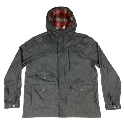 Gray Hooded Jacket Plaid Flannel Lining 