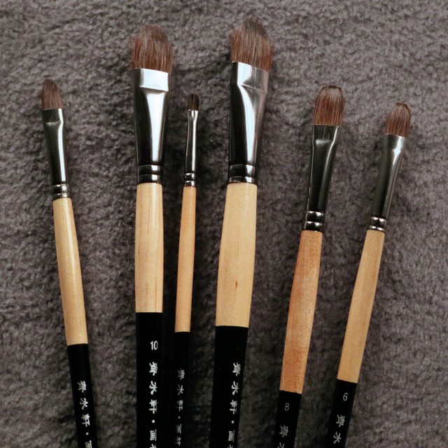 Squirrel Hair Paint Brush 6 Pcs Set Painting Art Supplies Tool Artist