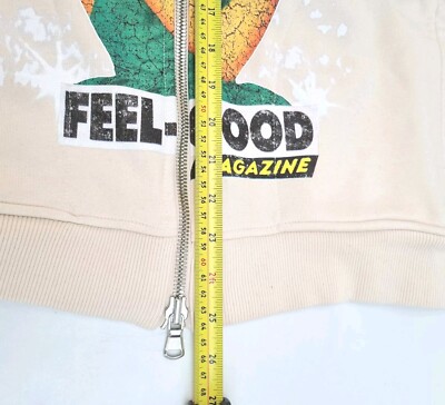 DESIGN - Felpa con cappuccio taglio corto pesante super oversize grigia con zip corta