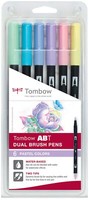 6 Tombow Doppelfasermaler 'Abt Dual Brush Pen', Pastellfarben