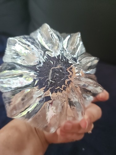 Kosta Boda Mats Jonasson Water Lily Monet Textured Glass Flower Bowl Vintage - Picture 12 of 12