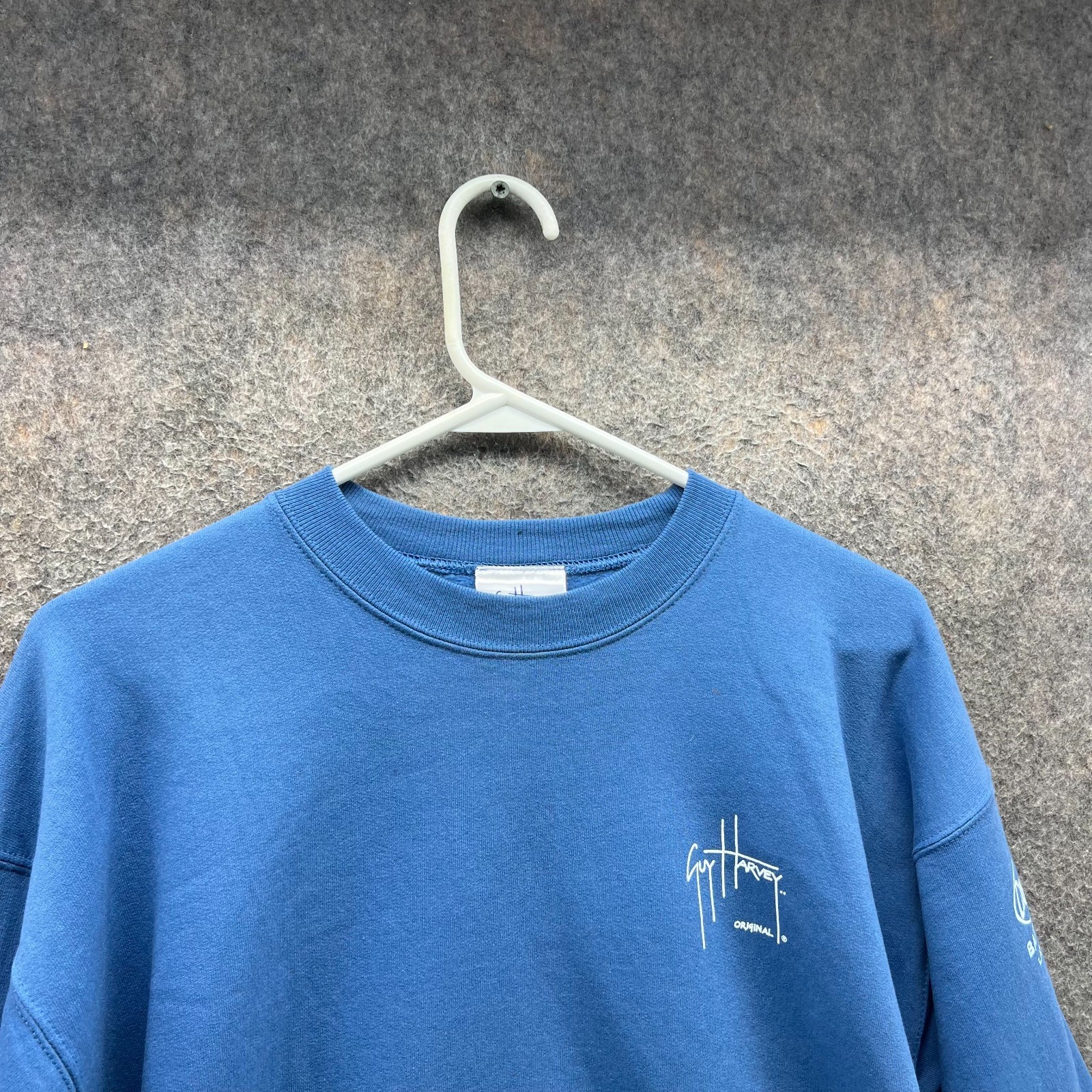 Guy Harvey Sweatshirt Men Medium Blue Bluewater Cotton Blend Pullover Crewneck
