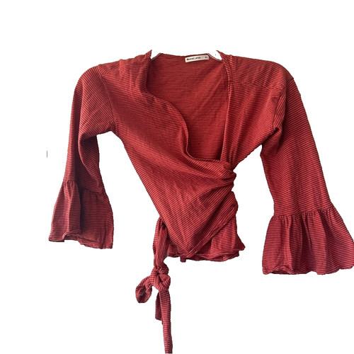 Marine Layer Ava Wrap Top Bell Sleeves Red Stripe size XS