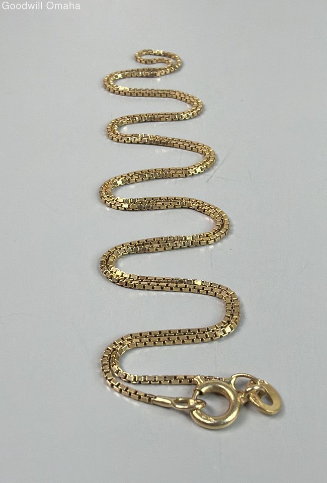 14KT Yellow Gold Box Chain Necklace 3.1g - Tested | eBay