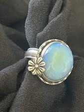 Wonderful Natural Faceted Ethiopian Opal Ring 925 Sterling Silver Size 9  