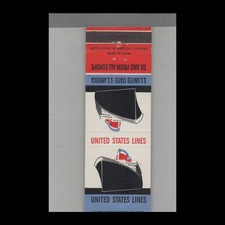 Matchbook Cover United States Lines To And From All Of Europe