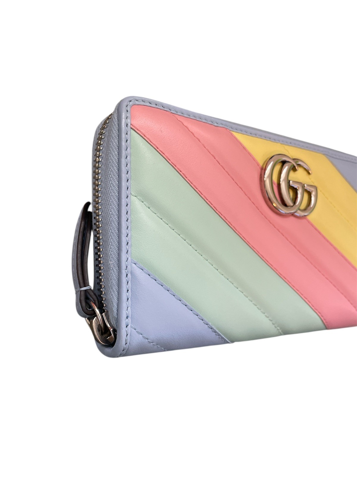 GUCCI Marmont Pastel Matelasse Zip Around Rainbow Leather Wallet Quilted GG Logo thumbnail 3