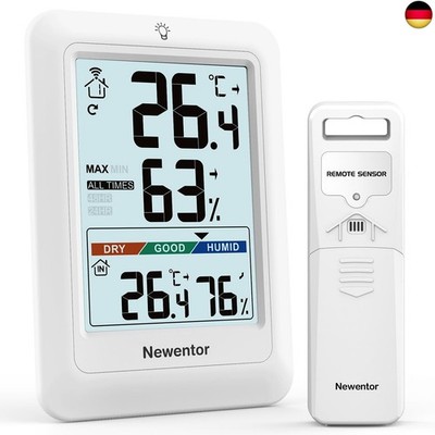 Newentor MAX MIN Thermometer innen außen 24/48 Std./alle Zeiten - Hygrometer 