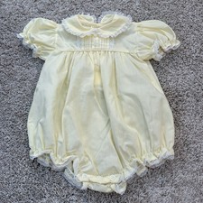 Vintage Alexis Baby Girls 3M Yellow Lace Romper Bubble Outfit Easter USA
