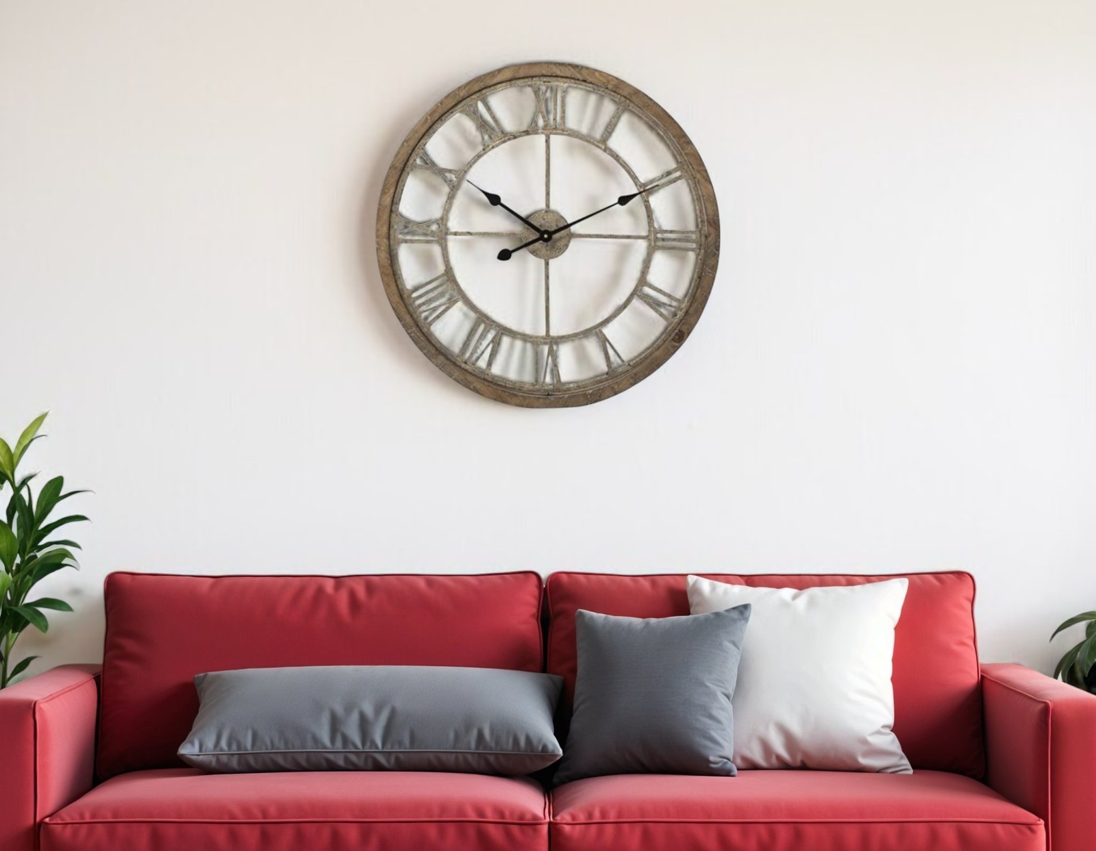 25" Circle Brown Metal Skeleton Wall Clock