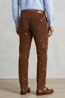 Castaway Nantucket Corduroy Pants Mens 35 Brown Embroidered Halloween  Raw Hem