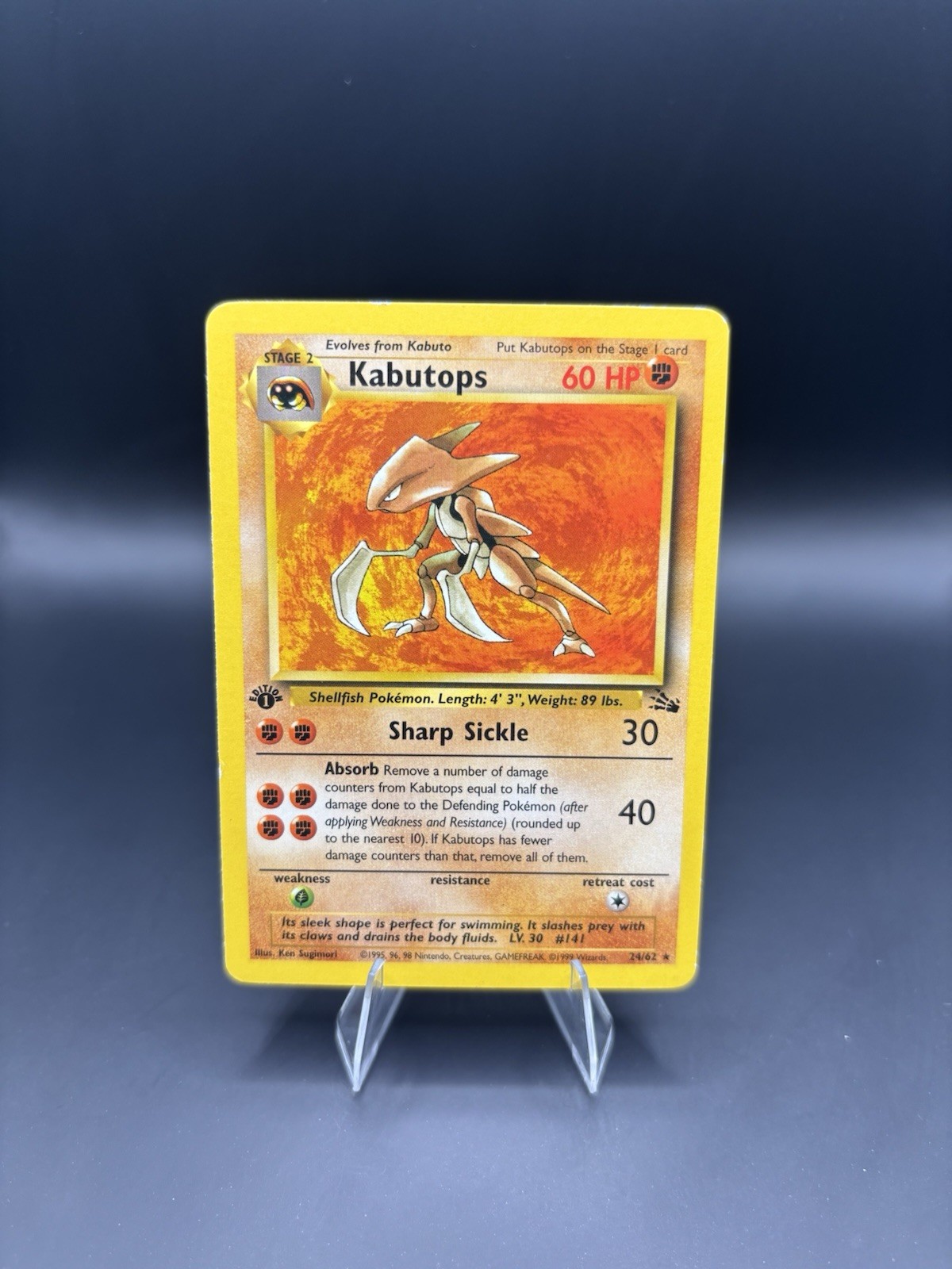 Kabutops 1999 Fossil #24/62 1st Edition Price Guide - Sports Card