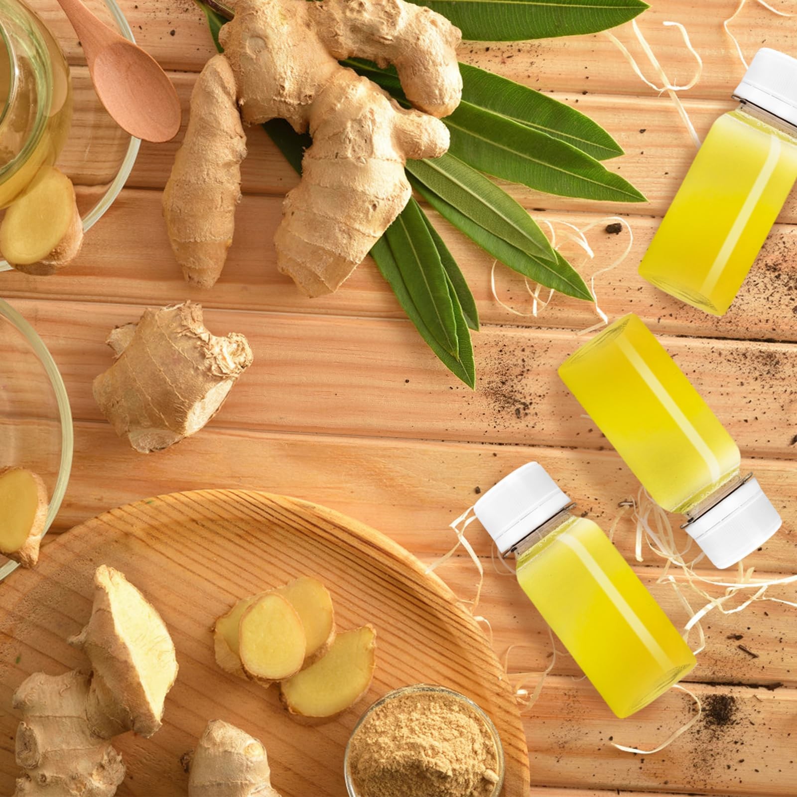 30 Pcs 2 Oz Small Plastic Bottles for Liquids,Ginger Shot with Caps,Empty