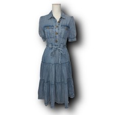 Philosophy Chambray Denim Tiered Midi Dress