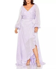 Mac Duggal Size 16 W 49498 Purple A-Line Chiffon Ruffle Cocktail Gown Dress NWT