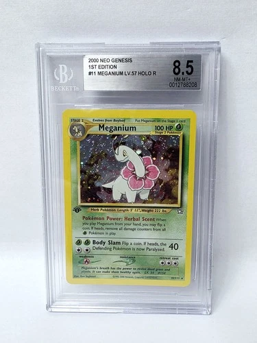 POKEMON NEO GENESIS 1ST EDITION MEGANIUM HOLO #11 BGS 8.5 NICE!!!!!!