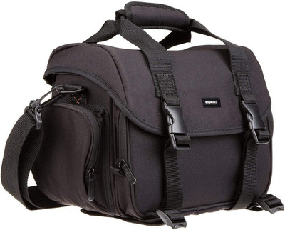 Large DSLR Gadget Bag for Camera Storage with Shoulder Strap, Black with Grey In