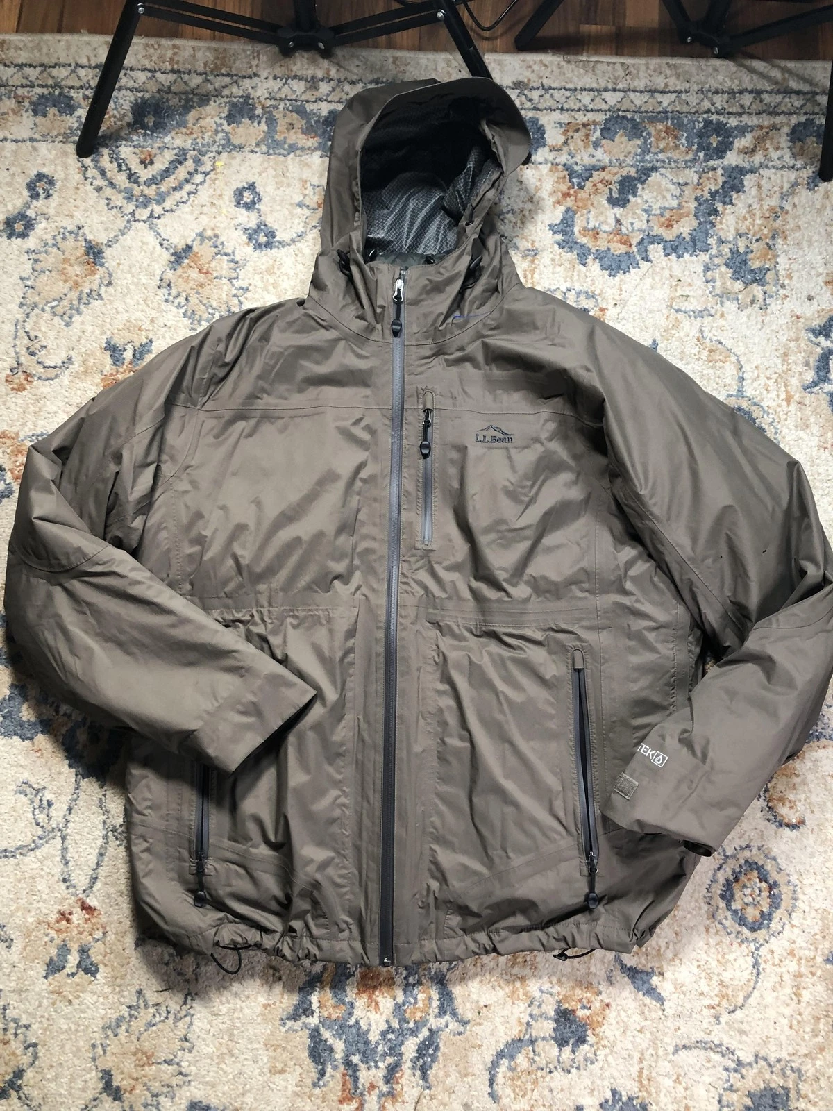 L.L. Bean Jacket Mens XL Brown Hooded Full Zip Waterproof Insulated Ski Coat