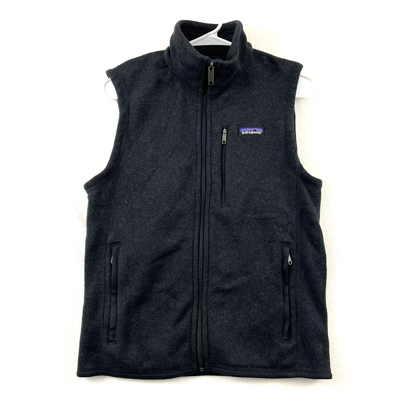 Patagonia Black Full Zip Vest Men's Size S Outdoor Logo Solid 100% Polyester