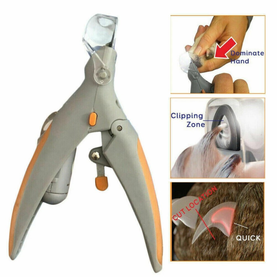 Pet Nail Care Clippers Trimmer with LED Light 5X Magnification for Cats Dogs&&