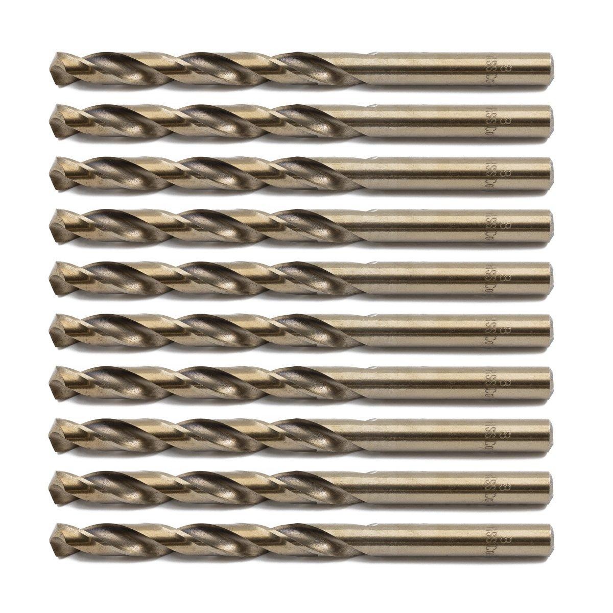RIKA HSS Cobalt Drill Bit 8.0 x 117mm 10pk Hi Performance Hard Steel Drilling