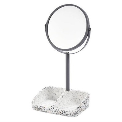 TranquilBeauty Marmor Schminkspiegel - Terrazzo Tischplatte stehend vergrößert Spiegel