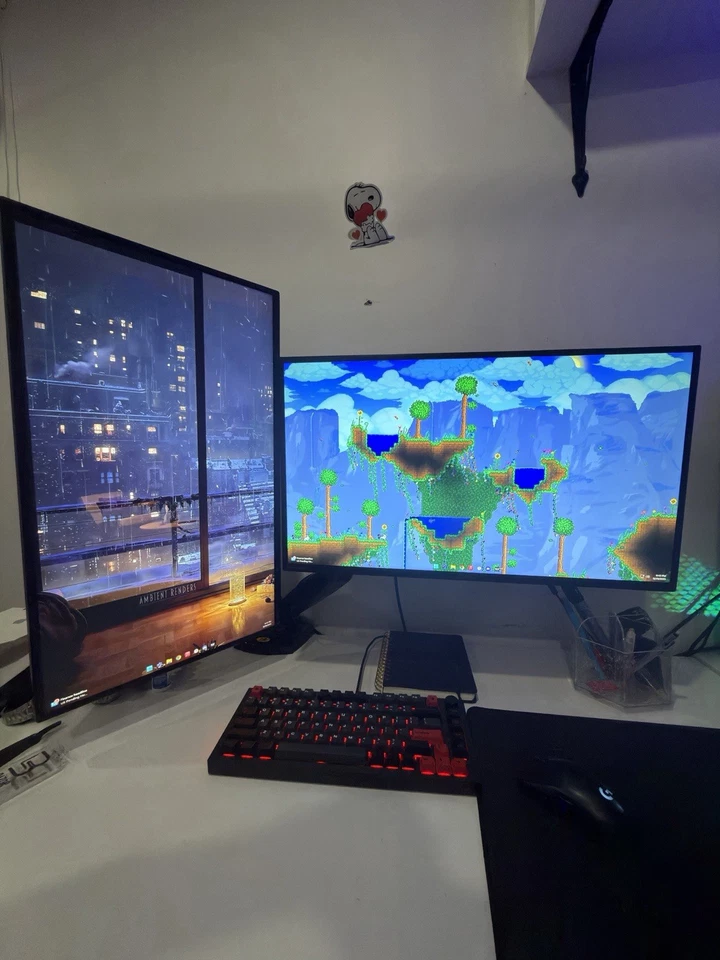 Configuración de juegos, viene con monitores, soporte de monitor, cables, teclado y ratón! Foto 4 de 4