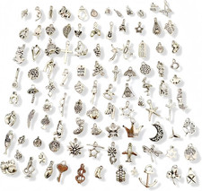 100 Pcs Wholesale Bulk Lots DIY Mixed Smooth Metal Charms Pendants for Women Key