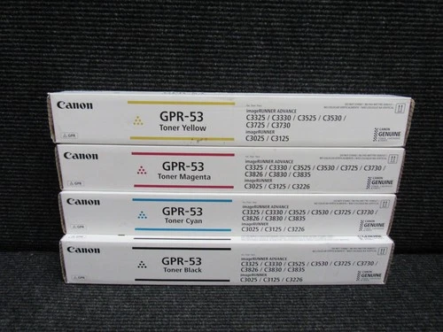 LOT OF 4! GENUINE CANON GPR-53 BLACK/CYAN/MAGENTA/YELLOW (IR-ADV C3325) TONER