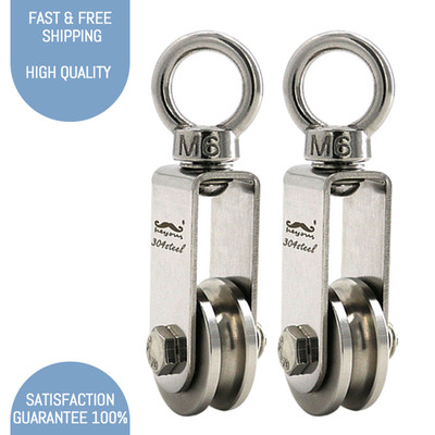 2 Pack Cable Pulley Wheel Stainless Steel Bearing Inside Rope Pulley for Pulley