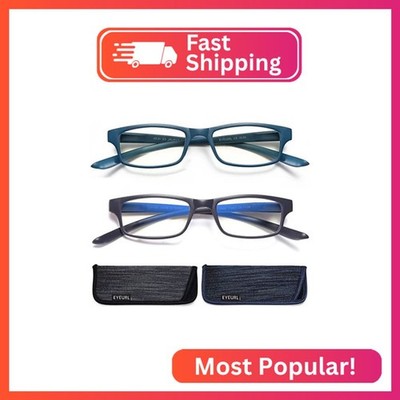 EYEURL 2 Pack Reading Glasses for Women Neck Hanging Blue Light Blocking Readers
