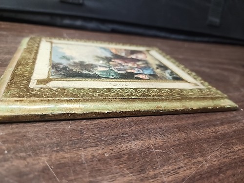 Vtg Pair Of Italian Gold Gilded Wood Wall Plaques Florentine Art 6x7 ...