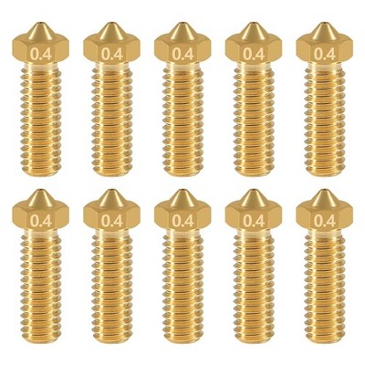 Aokin 3D Printer Brass Nozzle for Volcano Nozzle, 10 Pcs 10Pcs 0.4mm nozzles 