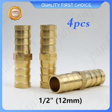 4Pcs Brass Hose Barb Mender Union Fitting 1/2" 12mm for Gas Fuel Water Air New 