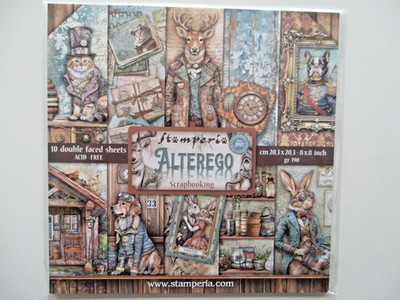 Stamperia 8x8'' Scrapbook Papier Block - Alterego 10 Blatt - 20x20cm