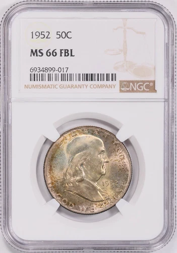 1952 Franklin Half Dollar - NCG MS66 FBL - Beautiful Strike