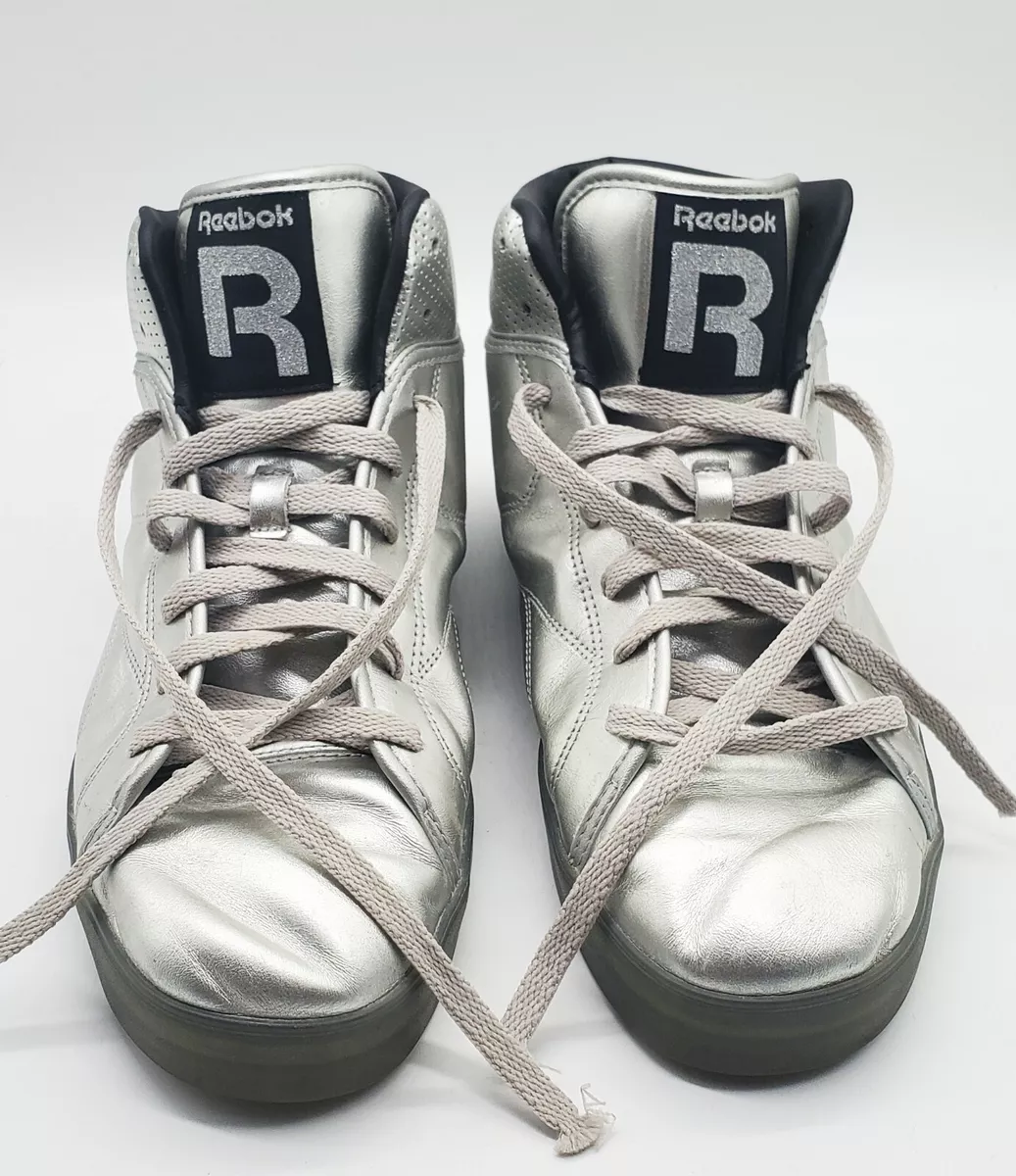 Reebok T Raww Mid Leather Trainers V56250 Silver Gum Sole UK 10.5