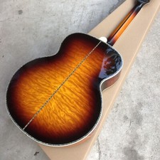 43" Sunburst Solid Spruce Acoustic Guitar Abalone Water Ripple Maple Body